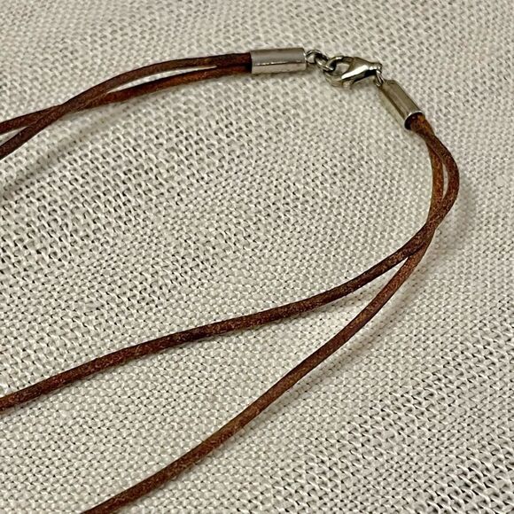 Retired Silpada Square Natural Amber Sterling Silver Slide Silpada Leather Cord - Picture 9 of 16